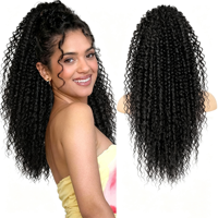 Queue de cheval afro bouclée crépue de 20 pouces avec pince à griffes – Vente en gros # Extensions de cheveux en fibres premium 1B Fluffy sans couture pour femmes noires en stock