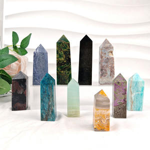 Varita de Cristal Curativa al por Mayor, Punta de Tetraedro, Cristal Natural Artesanal, Material Mixto, Cristal Artesanal para Decoración - Product Image 3