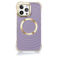 Coque arrière de téléphone portable antichute et antidérapante à ondulations larges, avec chargement sans fil, électroplaquée, en acier inoxydable, magnétique et antichoc