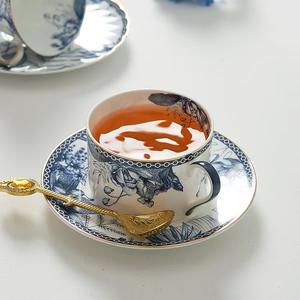 ヨーロッパセラミックゴールドエッジコーヒーカップとソーサーセット家庭用アフタヌーンティーまたはギフト用シンプル & エレガント - Product Image 2