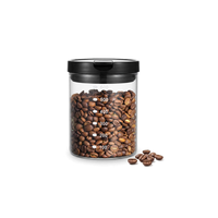 Pot de conservation en verre avec couvercle à valve unidirectionnelle 600 ml / 20,49 oz en borosilicate pour grains de café, thé, noix, épices, garde-manger