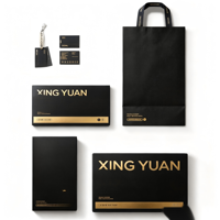 Collection de boîtes rigides de luxe personnalisées en deux parties, noir mat avec estampage à chaud en feuille d'or et gaufrage pour coffret cadeau haut de gamme