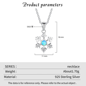 Offre Spéciale haute qualité véritable 925 argent plaqué rhodium noël flocon de neige pendentif collier bleu opale à la mode femmes pull - Product Image 2