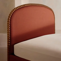 Lit Rétro Français en Bois Massif 1,8 m, Lit Double pour Chambre Principale, Lit de Mariage, Lit Princesse Américain Rétro avec Tête de Lit Rembourrée