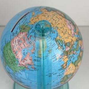Mini Globo Terráqueo de Plástico Transparente Cian con Base Giratoria 360°, Decoración Educativa para Escritorio, Ahorro de Dinero, Geografía - Product Image 3