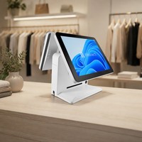 Sistema POS de Fábrica OEM con Pantalla Dual de 15.6 Pulgadas, CPU I3, Caja Registradora para Supermercado, Blanco/Negro