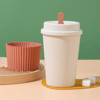 Mug à café portable 450 ml, couleur unie, design moderne et minimaliste, avec couvercle, pour étudiants, idéal pour boire directement du café, du lait, du thé ou de l'eau.