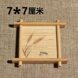 Posavasos cuadrados de bambú con diseño floral, alfombrillas térmicas aislantes para la ceremonia del té japonés, accesorios para el té - Product Image 2