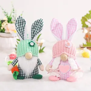 Hot Selling Home Party Decoration Easter Faceless Bunny Gnomes Doll Easter Ornaments With Rabbit Ears Desktop Dolls Cute