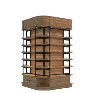 High Quality Various Styles Customized Round Square Supermarket Wood Display Shelf