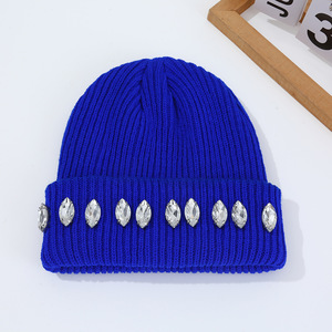 Hip Hop hiver bonnet tricoté brillant gouttes d'eau strass Logo personnalisé pompon 100% acrylique sublimation impression unisexe rue - Product Image 4