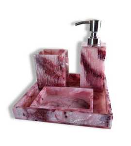 Resin Luxury Bathroom Set of 4 Piece for <b>Shower</b> Room Resin Bathroom <b>Accessories</b> Top Design with Marble Texture - Product Image 3