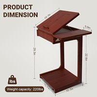 Table d'ordinateur portable en bambou Stand de pupitre roulant avec roues Support réglable pour ordinateur portable Table d'appoint pour canapé Meubles de salon