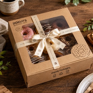 Emballage en papier personnalisé pour pâtisserie, avec impression couleur, design gratuit, pour donuts, macarons, gâteaux, rubans décoratifs, pour emporter - Product Image 3