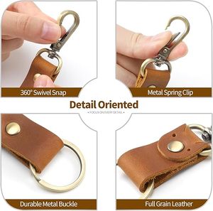 Organizador de Llaves de Cuero Retro con Anilla Metálica, Hecho a Mano, Correa Universal para Llaves de Coche, Estilo Crazy Horse, para Hombre y Mujer - Product Image 3