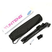 Trépied en aluminium YUNTENG 5208 d'origine avec tête à 3 voies et télécommande à dents bleues + clip pour prise de vidéo sur téléphone appareil photo
