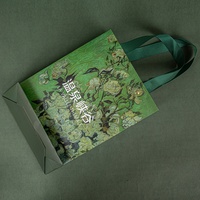 Sac à main artistique vert et écologique, emballage cadeau haut de gamme sur mesure, sac de shopping avec poignée en ruban