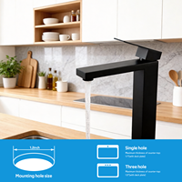 Robinet de cuisine moderne monocommande en acier inoxydable brossé pour lavabo, eau chaude et froide, rotation à 360 degrés