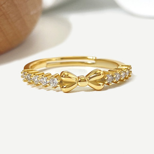 Đồ trang sức không thấm nước Nhẫn Ngón tay phụ nữ 18K mạ vàng brass thanh nhã Zircon mỏng Stack nhẫn cho cô gái - Product Image 6