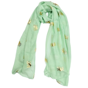 Sciarpa Lunga in Cotone Angelina TR 70x180cm con Stampa in Lamina d'Oro Corallo, Accessorio di Moda - Product Image 1