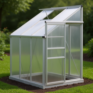 Serre de jardin modulable avec toit ventilé 6 x 4 x 7 en aluminium et polycarbonate, porte coulissante, gouttière de pluie, ventilation optimale - Product Image 2