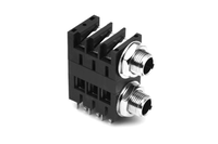 Connecteur AMPHENOL ACJM-MHDRM original, double prise téléphonique 1/4'' (6,35 mm) mono, montage horizontal sur circuit imprimé, 10A 34V, en stock