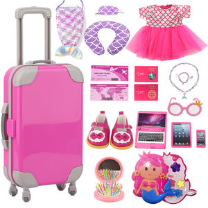 Ensemble de voyage pour poupée américaine de 18 pouces, <span class=keywords><strong>valise</strong></span> en PVC avec vêtements de poupée, accessoires, appareil photo, coussin de voyage - pour filles - Product Image 2