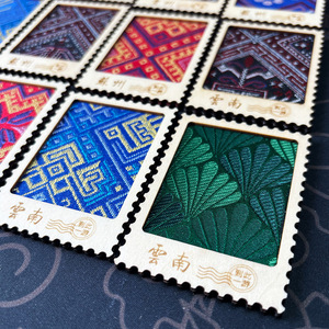 Patrimonio Cultural Inmaterial, Brocado Zhuang, Brocado Song, <span class=keywords><strong>Tapiz</strong></span> con Marco de Madera, Imán para Refrigerador con <span class=keywords><strong>Estampado</strong></span>, Estilo Étnico, Rectangular - Product Image 2