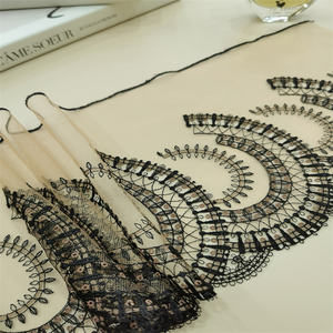 Dentelle en tulle nude douce de haute qualité 2024, broderie, bordure en dentelle, fleurs noires, dentelle pour la fabrication de lingerie féminine - Product Image 3