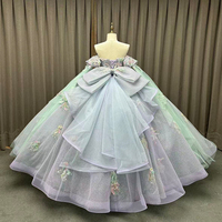 Robe de bal longue lilas pour Quinceañera et Sweet 16, avec corset et appliques florales à sequins, pour adolescentes, Robes XV