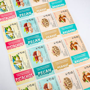 Étiquettes de noix personnalisées autocollants imprimés auto-adhésifs imperméables <span class=keywords><strong>à</strong></span> l'eau avec valeur nutritive pour amande de cajou - Product Image 3