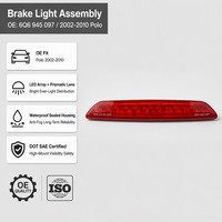 Feu Stop Central Arrière OEM 6Q6945097, Troisième Feu Stop LED W5W à Lentille Rouge pour VW Polo 9N Hatchback Spoiler de Toit