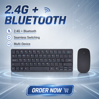 Kombo Keyboard dan Mouse Mini Nirkabel 2.4G Dual Mode dengan Panel Datar Scissor Foot dan Antarmuka USB untuk iPad, PC & Laptop
