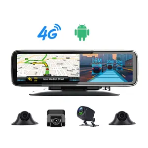 4g android 8.2 + 32g 4 cams registro com wifi gps adas espelho carro câmera suporte 4g live streaming e ajuste 9-36V poder