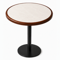 Table de café ronde commerciale pour restaurant, salon de thé, café, plateau en marbre, support en métal, personnalisable