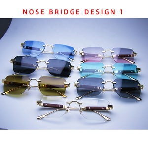 Dernières tendances en matière de lunettes de soleil de luxe italiennes pour hommes et femmes, avec bordure diamantée, sans monture, carrées, dégradées, verres UV400, pour la conduite - Product Image 3