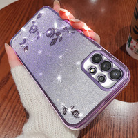 Étui souple de luxe scintillant avec placage floral pour Samsung S26 S25 S24 S23 Ultra S22 Plus S21 FE A53 A23 A14 A54 Note 20