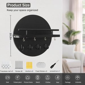 Porte-clés mural JQ en bois avec étagère pour la décoration murale et de la maison - Product Image 6