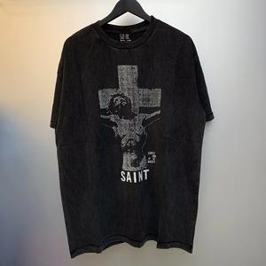 SAINT MICHAEL コットン Tシャツ メンズ ストーンウォッシュ ヘビーウェイト オーバーサイズ ヴィンテージ加工 アシッドウォッシュ - Product Image 3