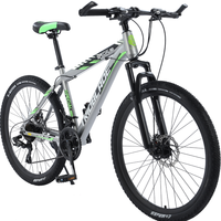 Vélo de montagne 21 vitesses, frein à disque, cadre en acier de 1,6 m, jante en alliage d'aluminium, fourche à suspension, roue de 26 pouces pour le cyclisme en montagne