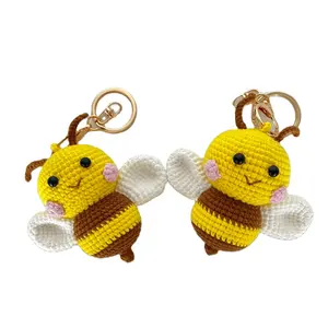 Porte-clés au crochet abeille fait à la main, poupée animal pendentif au crochet pour personnaliser les cadeaux, vente en gros, Offre Spéciale