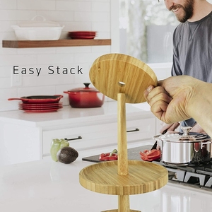 Support à Cupcake à 3 étages Porte-gâteau en bois Bambo Assiettes à dessert Mini Gâteaux Tour de présentation des bonbons aux fruits - Product Image 4