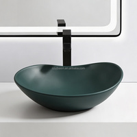 Vasque artistique en céramique Yingjie Pebble, forme organique, émaillée cristal, sans trop plein, à poser sur comptoir, pour salle de bain design, vente en gros