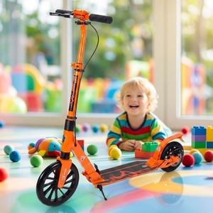 Trottinette pliable légère A2520D avec suspension avant, frein arrière à pied, design moderne, roues en PU, <span class=keywords><strong>orange</strong></span> vif pour enfants - Product Image 1