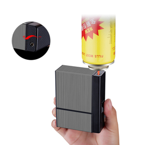 Focus — boîte à cigarettes bleu à flammes bleues, <span class=keywords><strong>Cigarette</strong></span> en métal <span class=keywords><strong>personnalisable</strong></span>, capacité de 20 pièces, avec briquet - Product Image 6