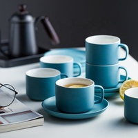 Ensemble de tasses et soucoupes à expresso en céramique avec support, finition mate, 12 et 16 pièces