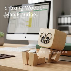 Poupée en bois à pieds mobiles avec visages interchangeables, jouet pour tableau de bord de voiture, pour enfants et adultes, ornement en bois DIY, cadeau - Product Image 4
