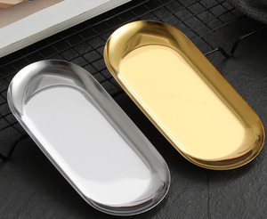 Petite assiette ovale jetable dorée en acier inoxydable avec extension divisée pour la restauration et la <span class=keywords><strong>vaisselle</strong></span> de fête - Product Image 5