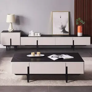 Mobile Tv di alta qualità design italiano soggiorno Set tavolo da tè marmo moderno porta TV in acciaio inossidabile