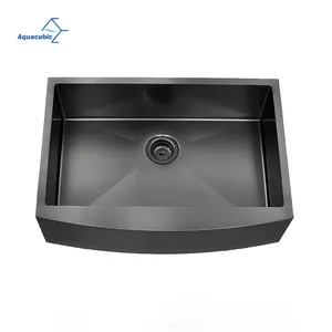 Aquacubic 33 inch Nano PVD Apron Front Top Quality 304 Stainless Steel Handmade Gunmetal Black Sink Kitchen